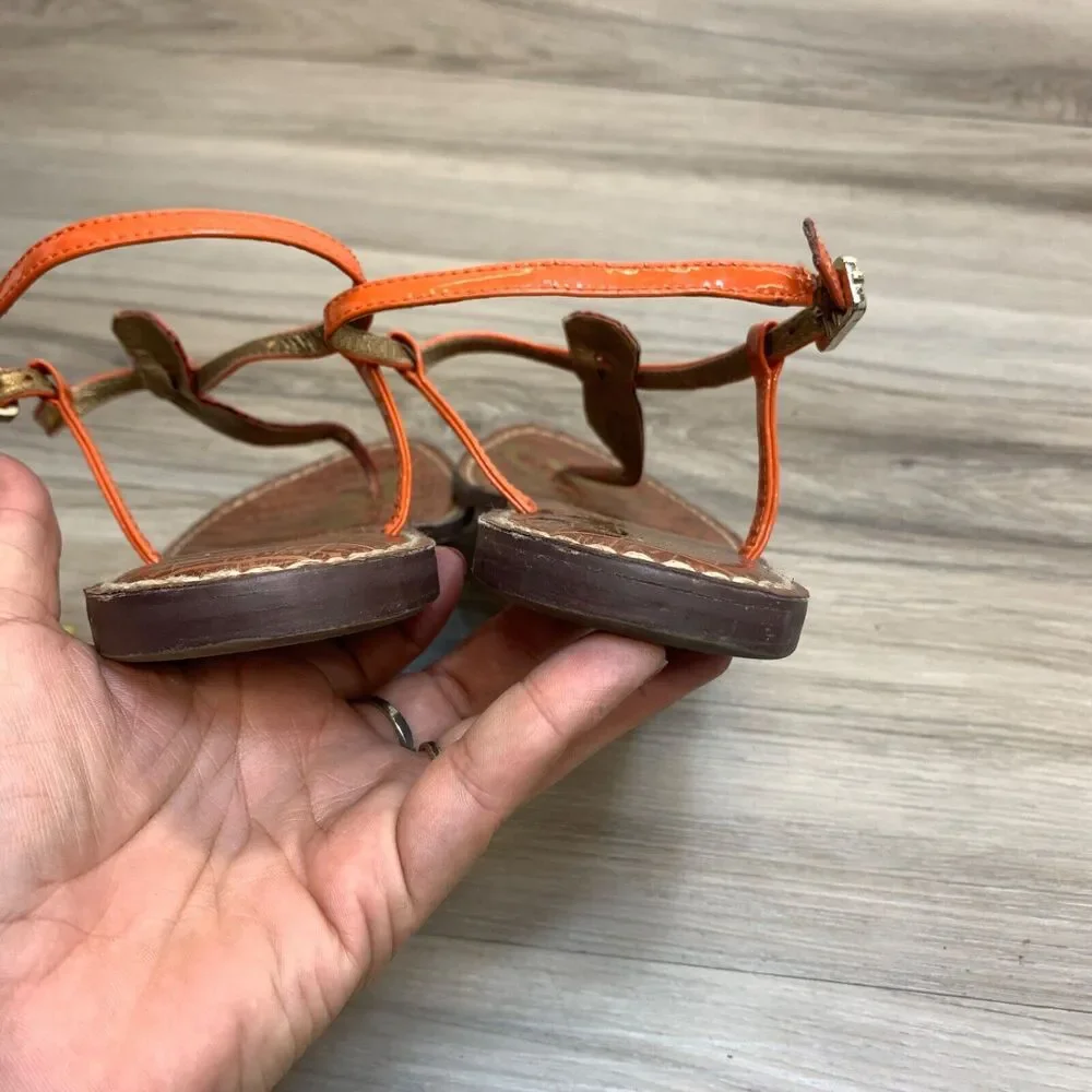 Sam Edelman Gigi Women's Orange Snake Thong T Strap Sandal Size 9 M - Picture 4 of 10